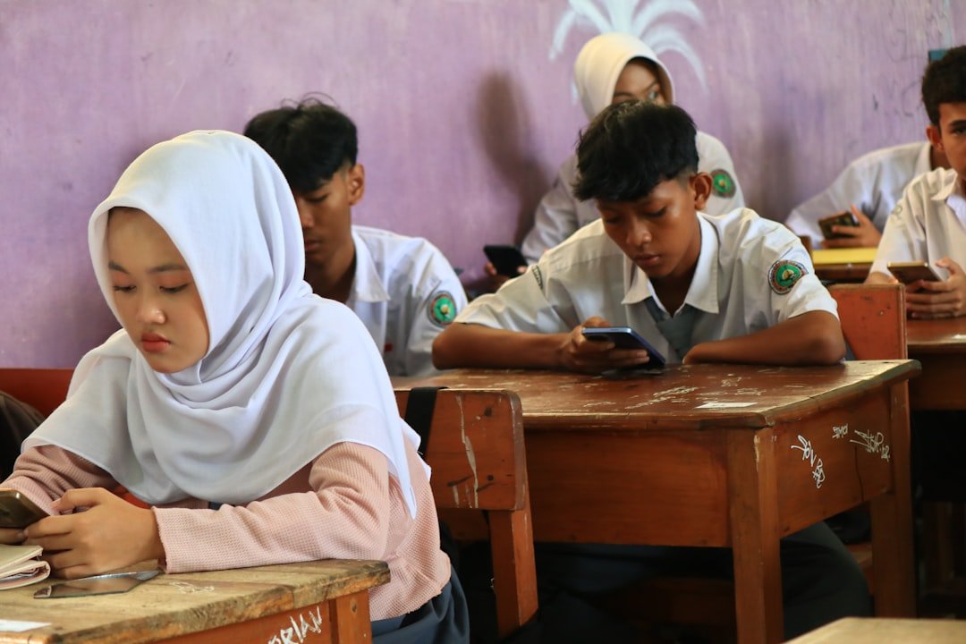 Students studying in classroom